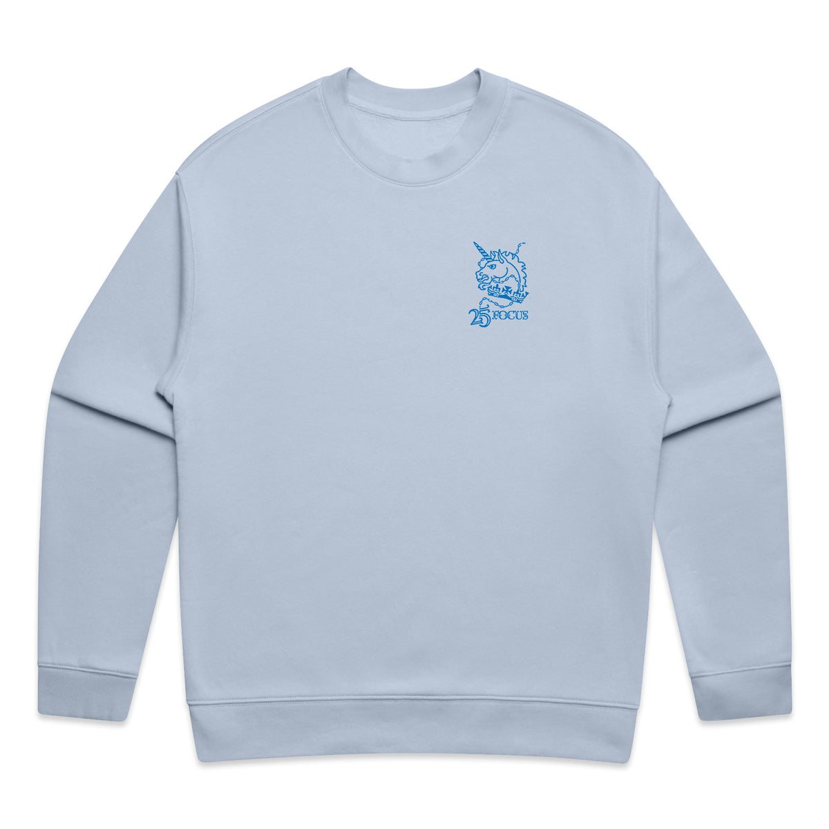 Focus 25th Anniversary Unicorn Head Sweatshirt - Powder Blue