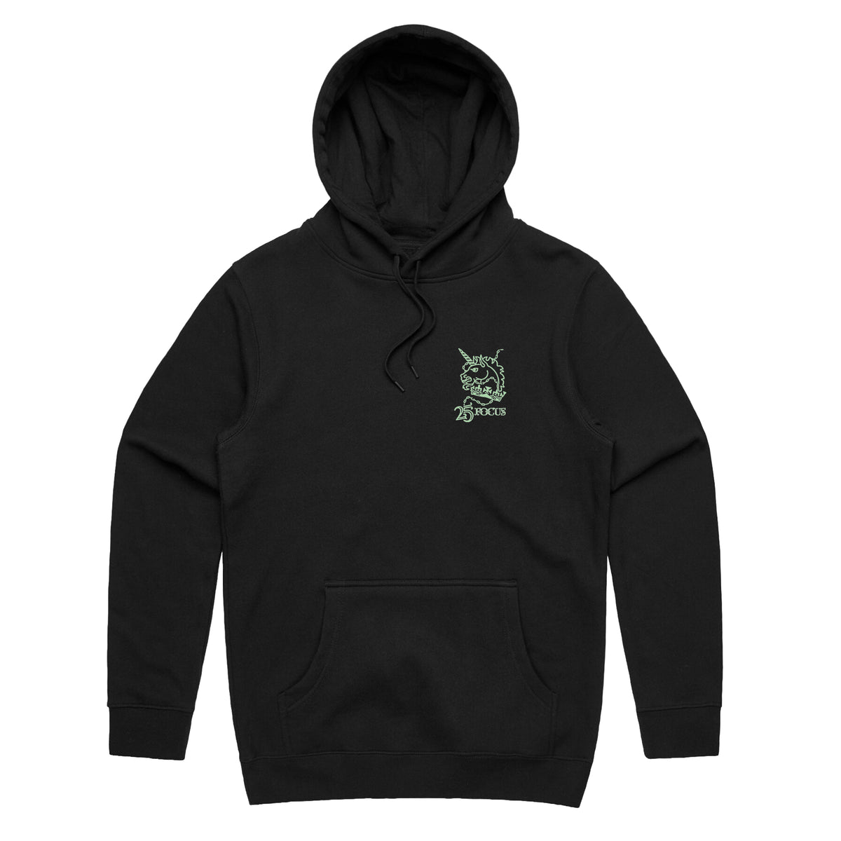 Focus 25th Anniversary Unicorn Head Hoodie - Black