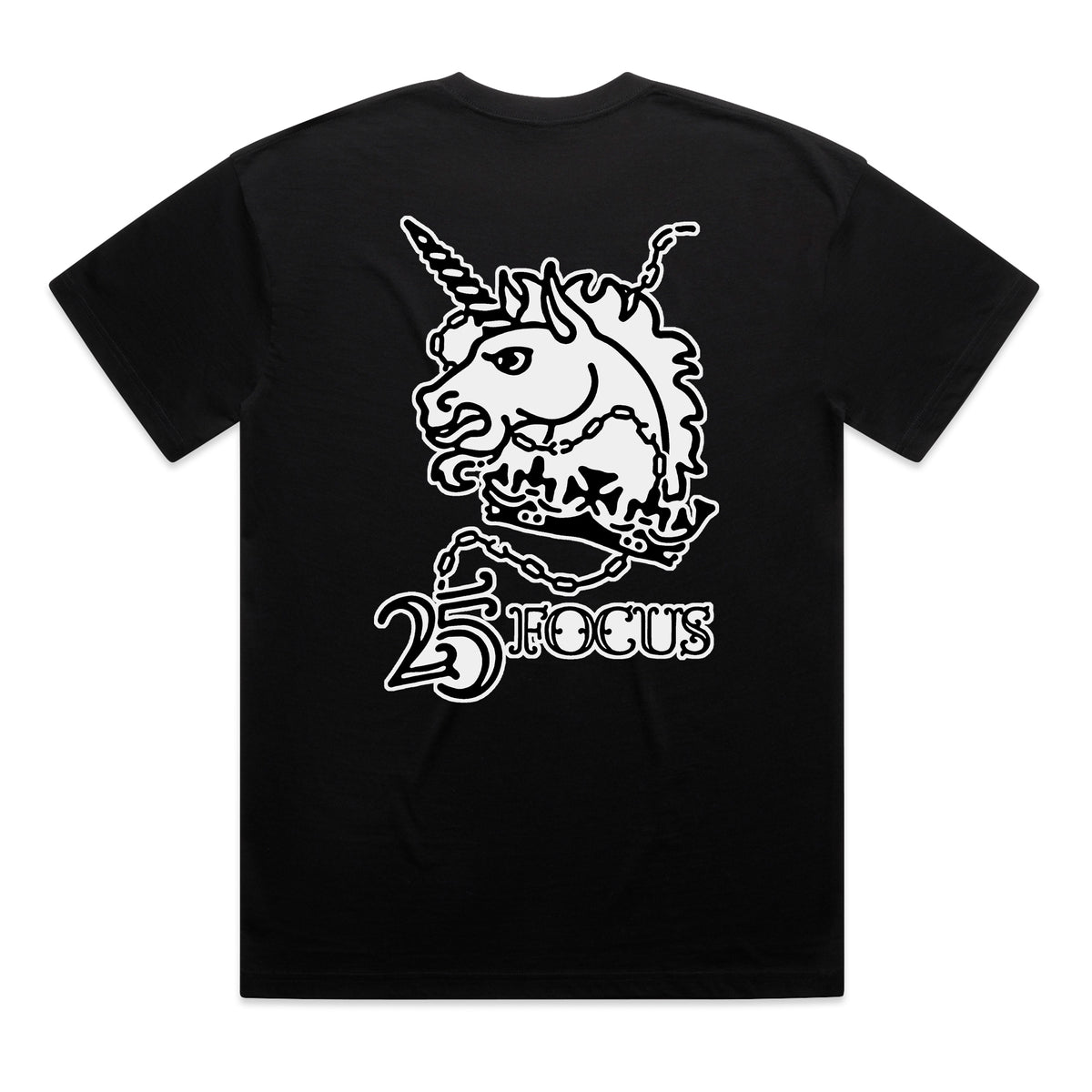 Focus 25th Anniversary Unicorn Head T-shirt - Black
