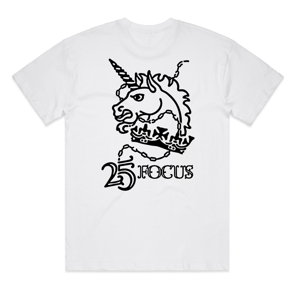 Focus 25th Anniversary Unicorn Head T-shirt - White