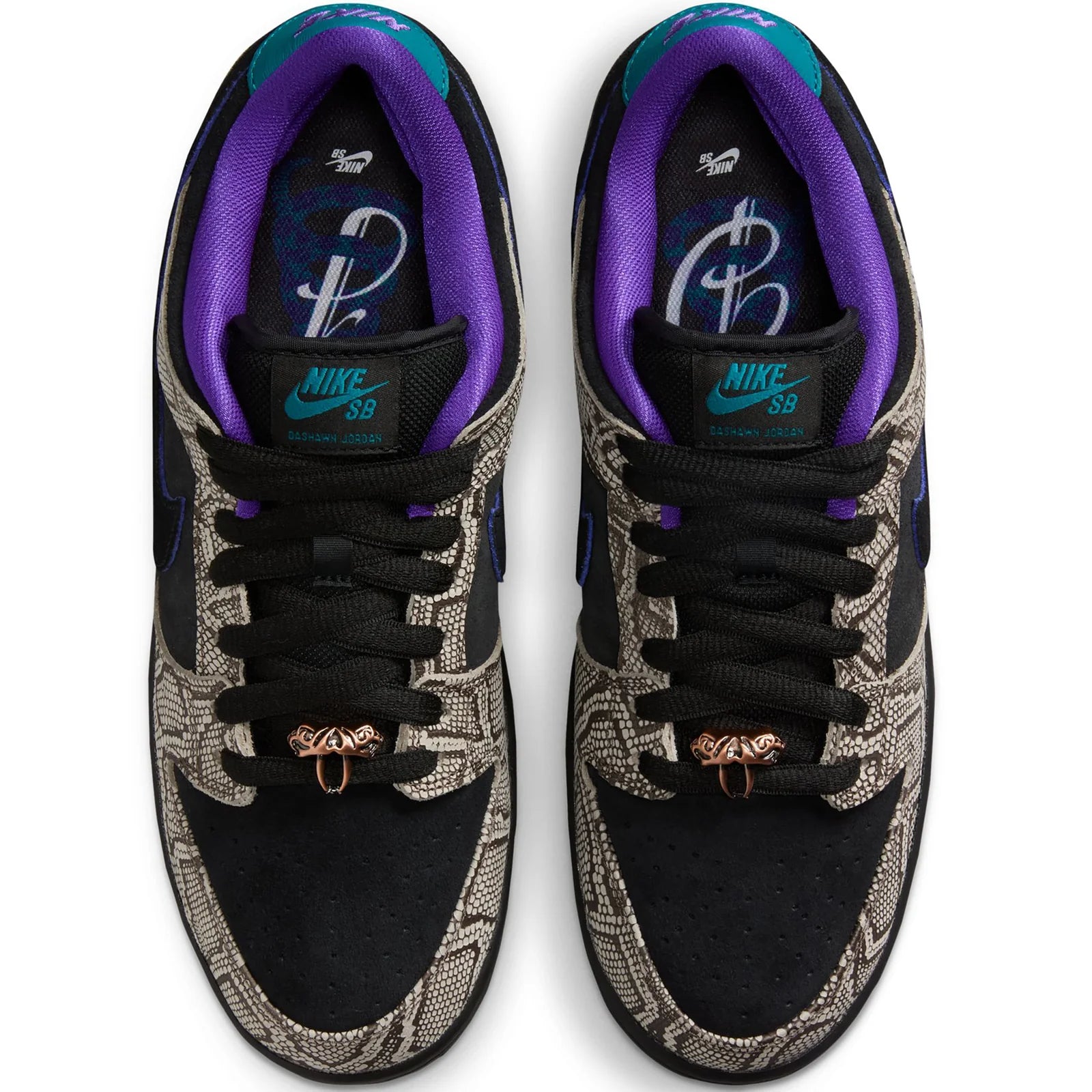 Nike SB Dunk Low Pro x Dashawn Jordan Shoes - String/Black-Bright Spruce-Fierce Purple