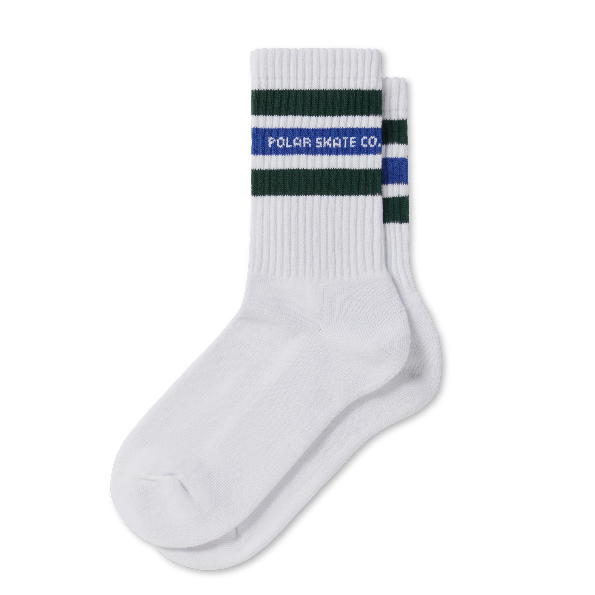 Polar Fat Stripe Socks - White/Green/Blue