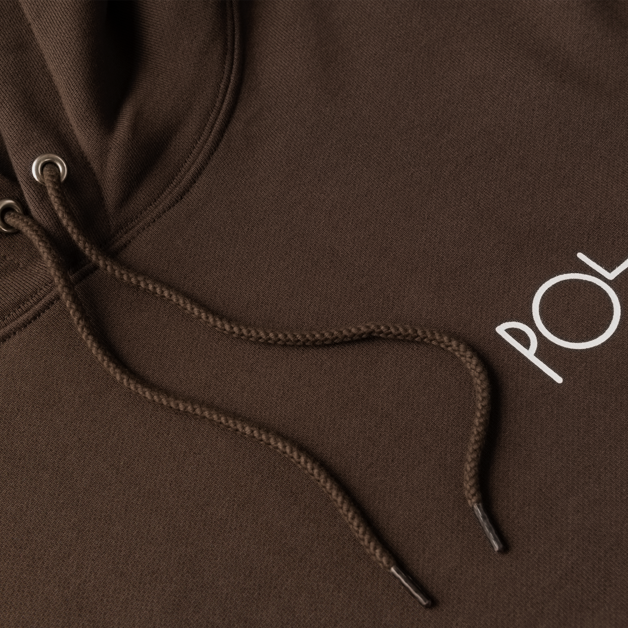 Brown polar hooded sweatshirt with white logos on front and back. Free uk shipping on orders over £50