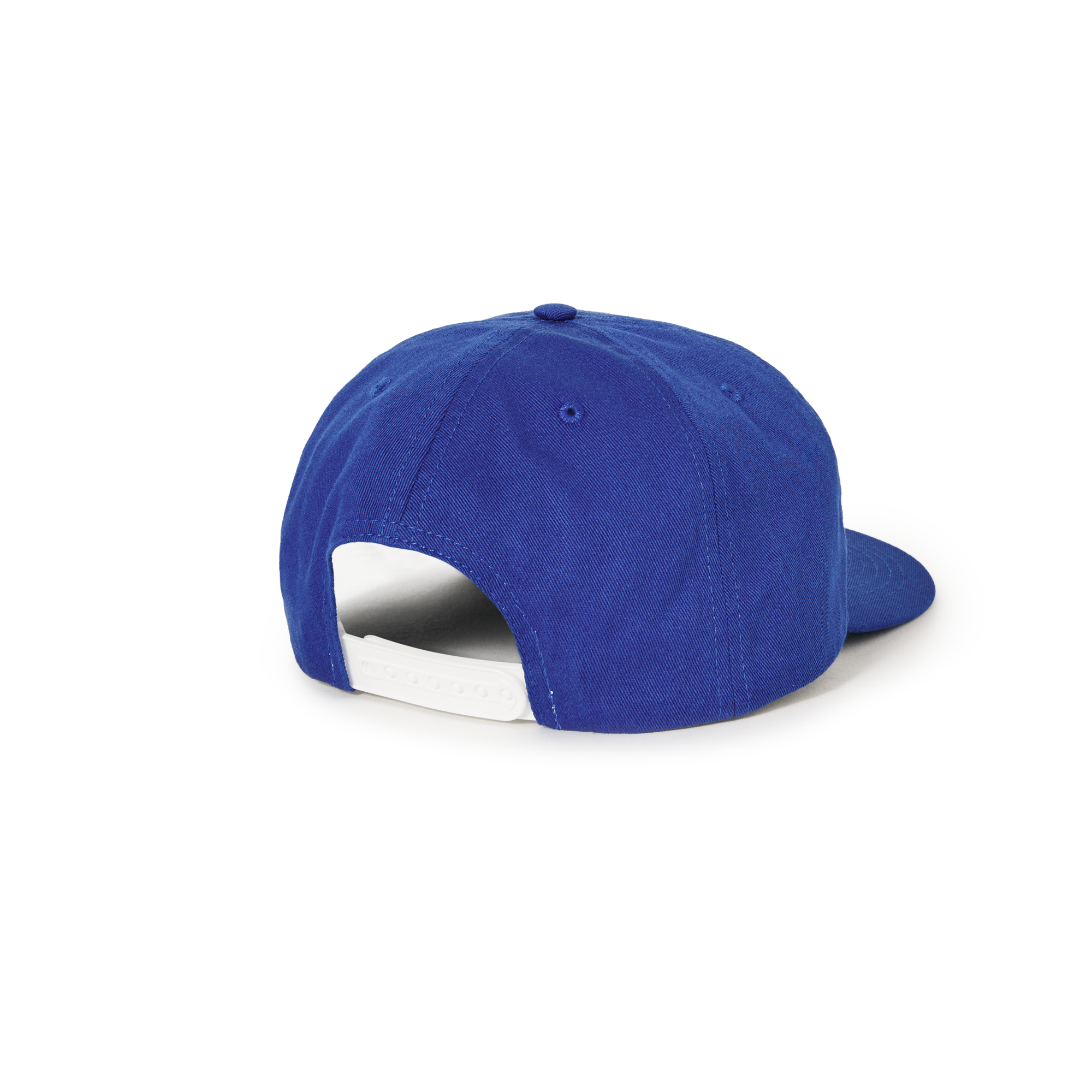Deep blue polar six panel cap with white outline logo on front and white adjustable strap on back. Free uk shipping on orders over £50