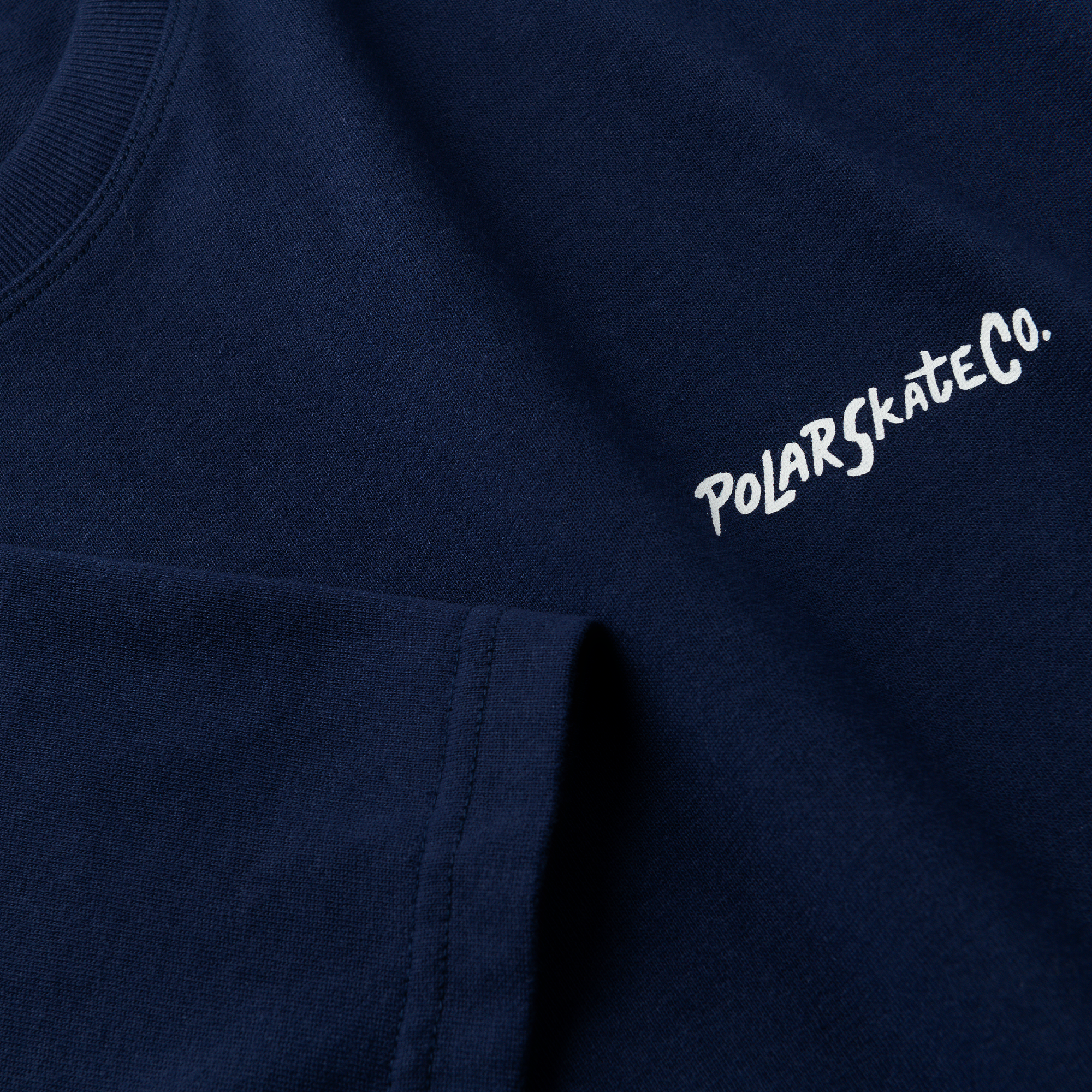 Dark blue polar T-shirt with white logo on front and white graphic on back. Free uk shipping on orders over £50