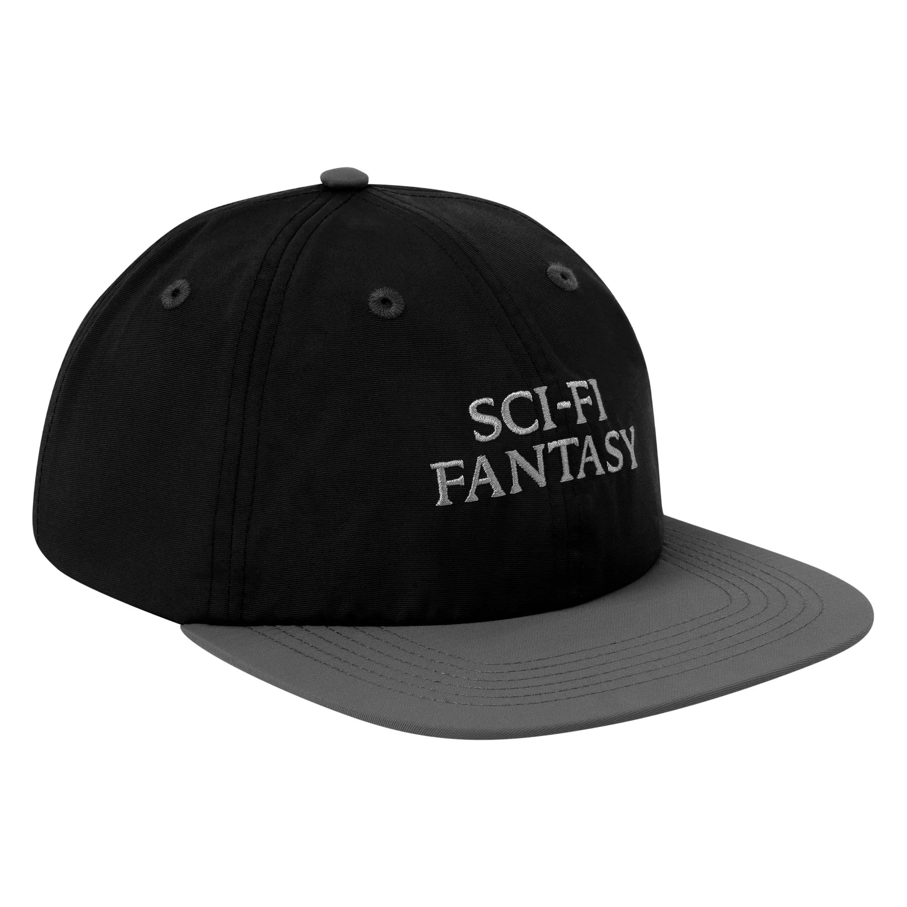 Black and grey sci fi fantasy six panel cap with grey logo on front. Free uk shipping on orders over £50