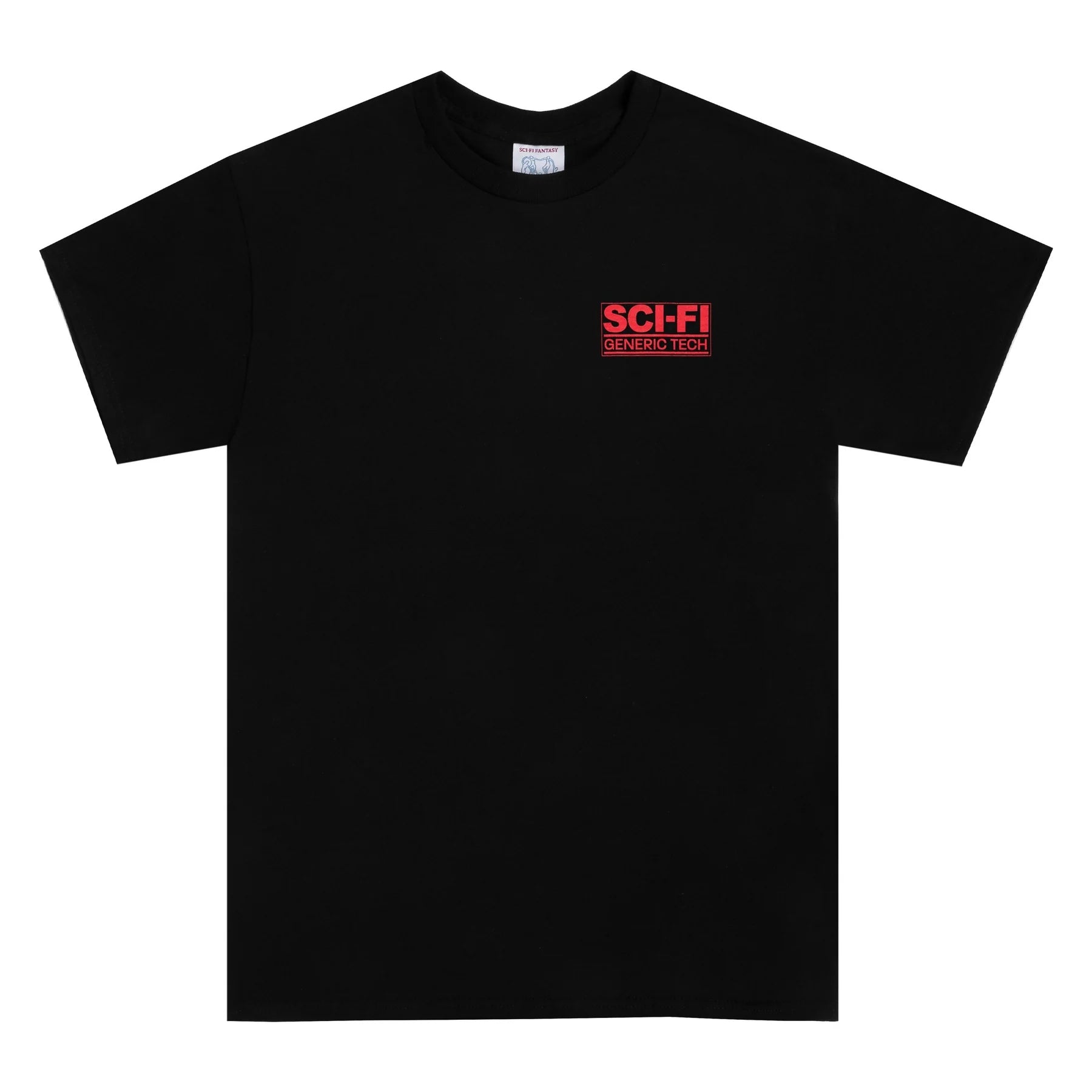 Black sci fi fantasy short sleeve t-shirt with a red logo on the front. Free uk shipping over £50
