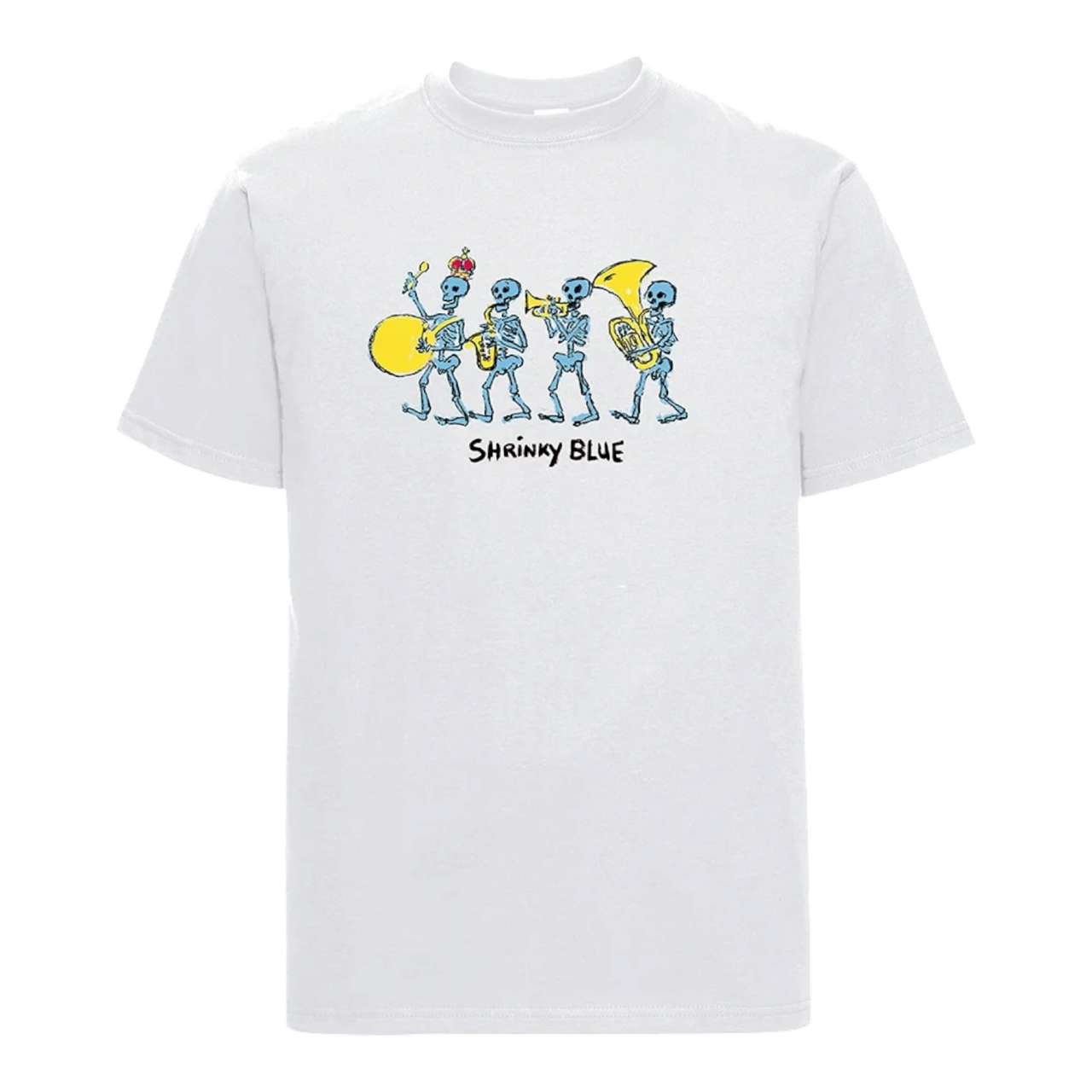 Shrinky Blue Skulls T-shirt - White