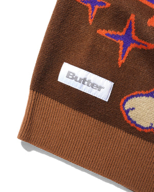 Butter Goods x Fantasia Starry Skies Knitted Vest - Brown