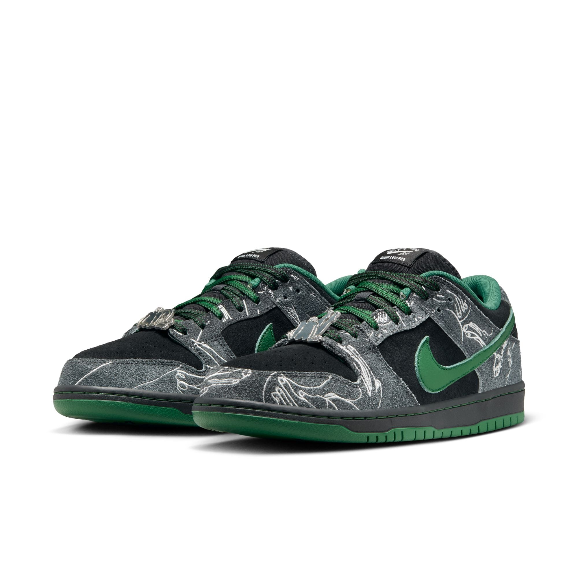 RAFFLE! Nike SB x There Skateboards Dunk Low Pro Premium Shoes - Black/Gorge Green-Summit White