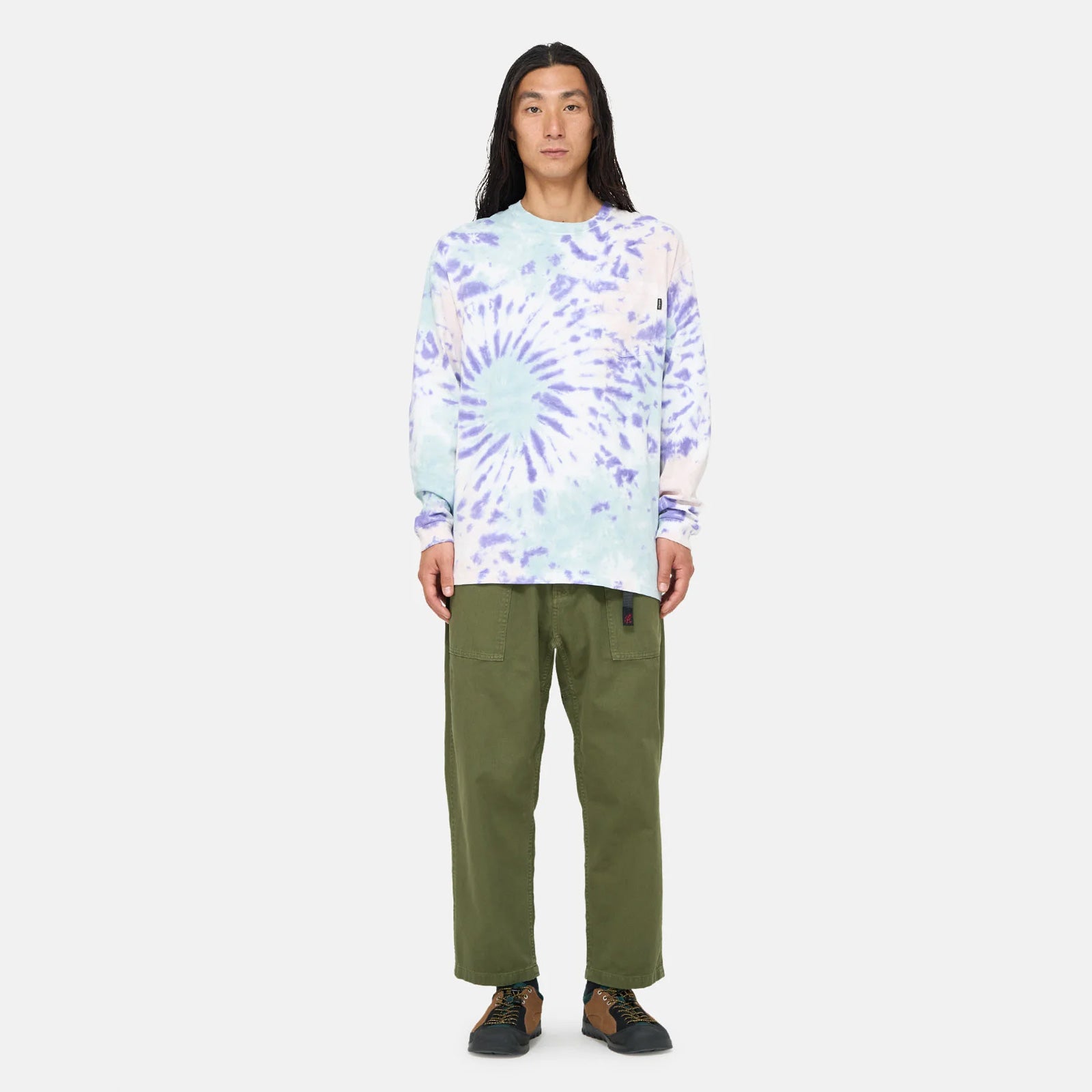 Gramicci Long Sleeve Pocket T-shirt - Blue Tie Dye