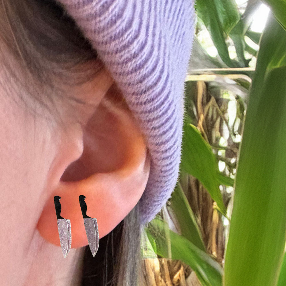 Woke Up Late Earrings - Wee Stabby Knives Earring Studs