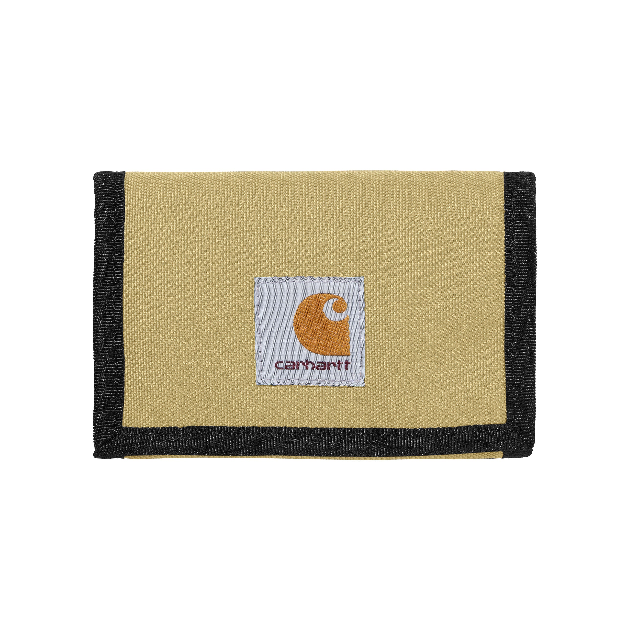 Yellow and black carhartt wallet with woven logo. Free UK shipping on orders over £50.