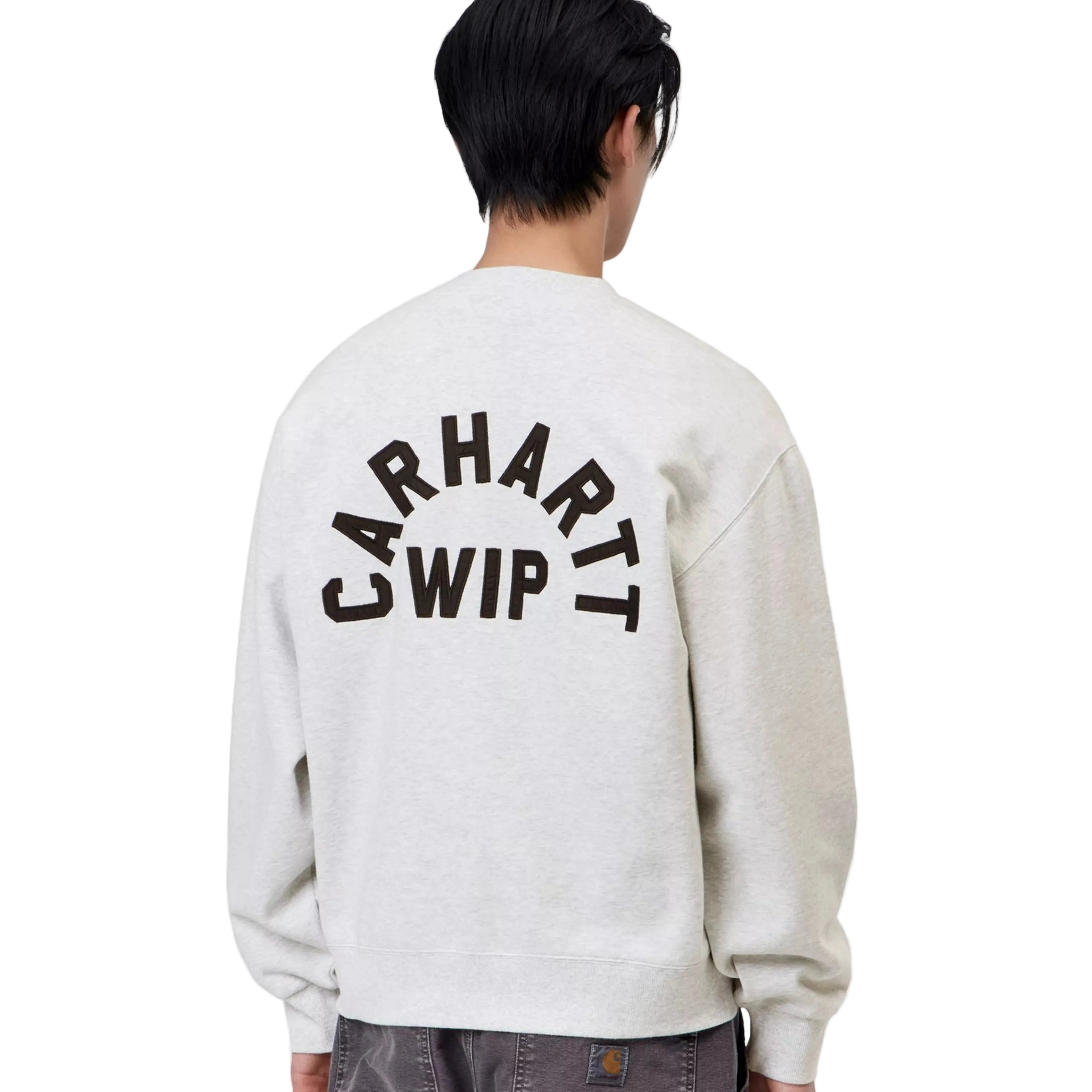 Carhartt WIP Arch Script Sweat - Ash Heather/Dark Navy