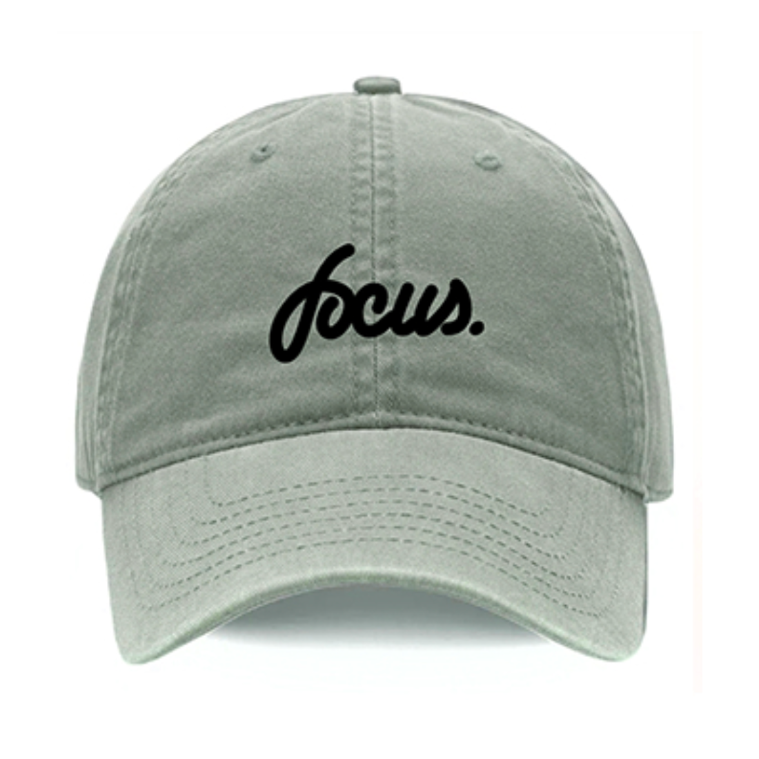 Focus Script Logo Dad Cap - Sage