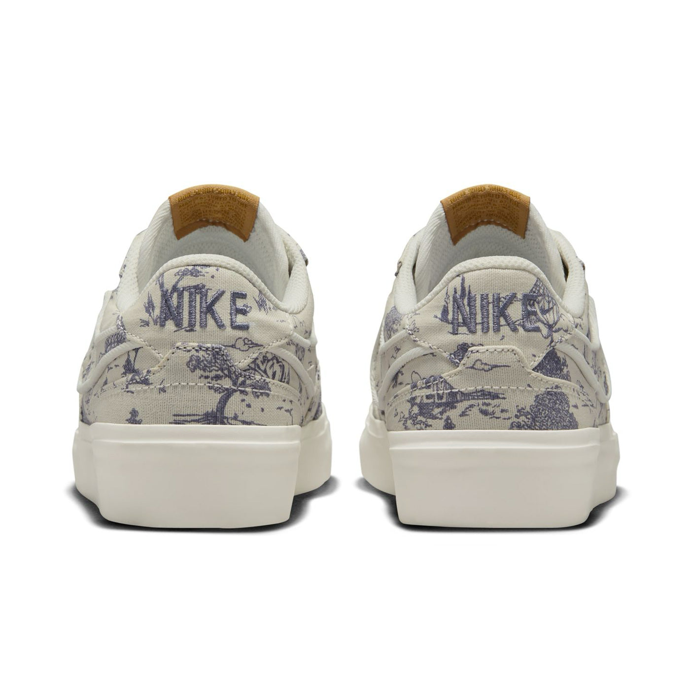 Cream nike sb pogo plus premium low top shoes with pastoral print, white midsole and brown nike sb tab on tongue. Free uk shipping over £50