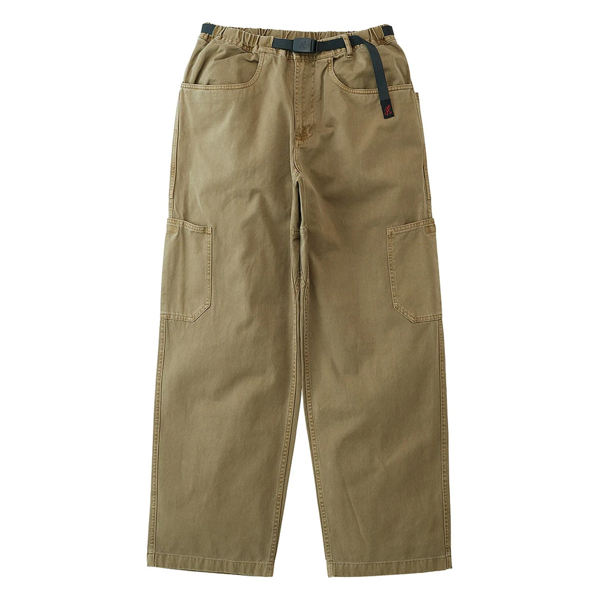 Khaki green gramicci outdoor trousers with Velcro side pockets and adjustable waist. Free uk shipping over £50