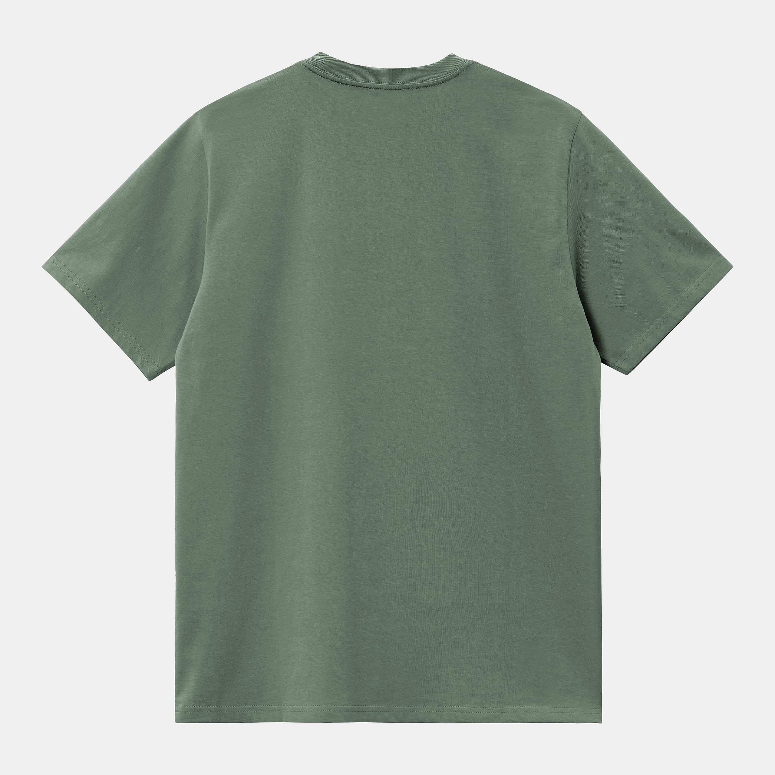 Green Carhartt tshirt with woven logo on the front pocket. Free UK shipping on orders over £50.