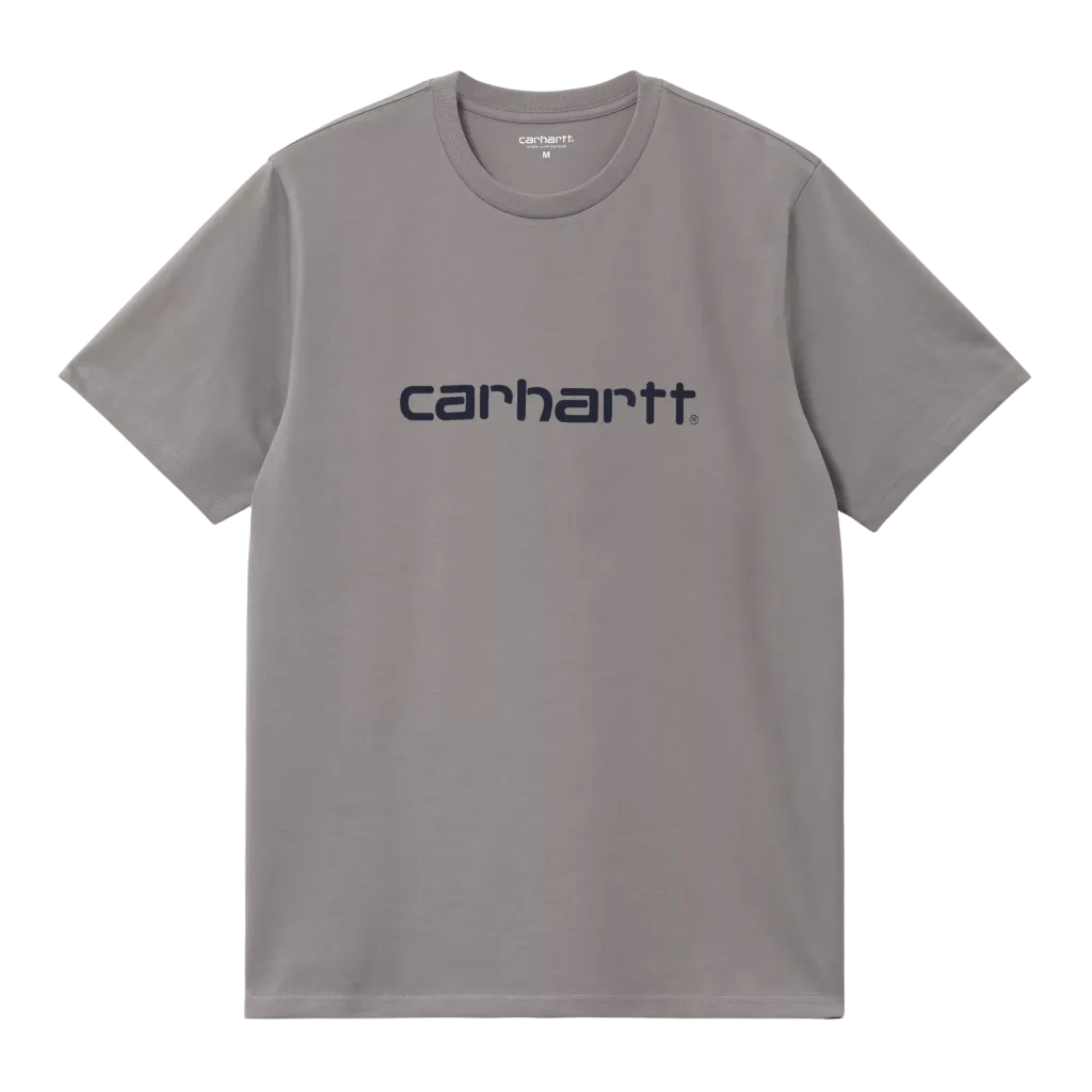 Carhartt WIP Script Short Sleeve T-shirt - Shady Grey/Dark Navy