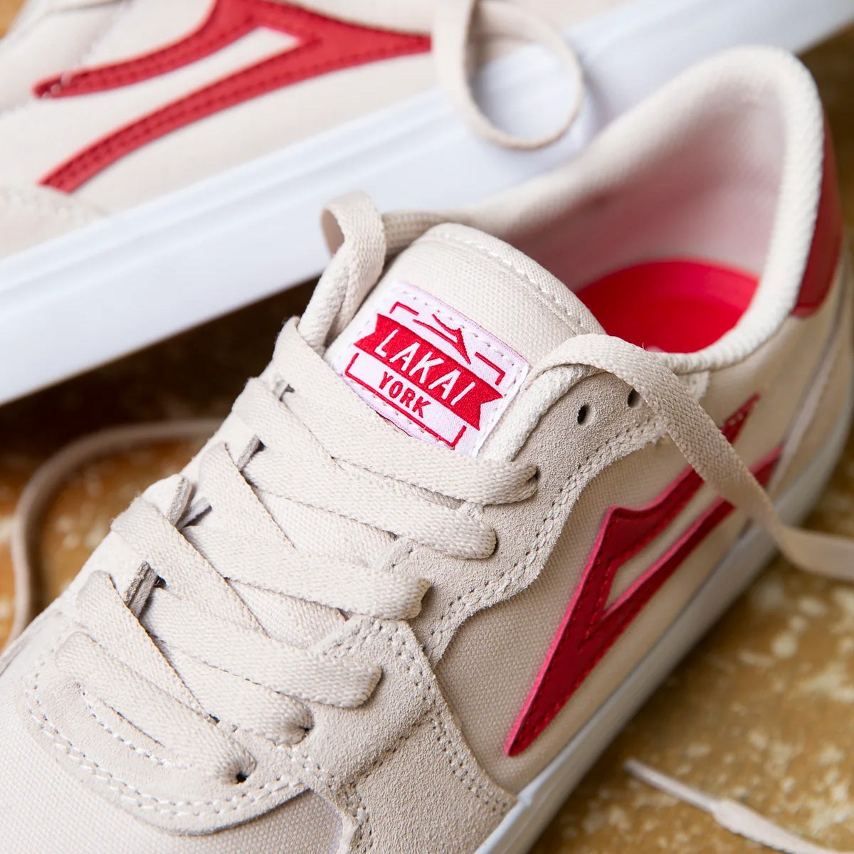 Lakai York Shoes White Red Suede