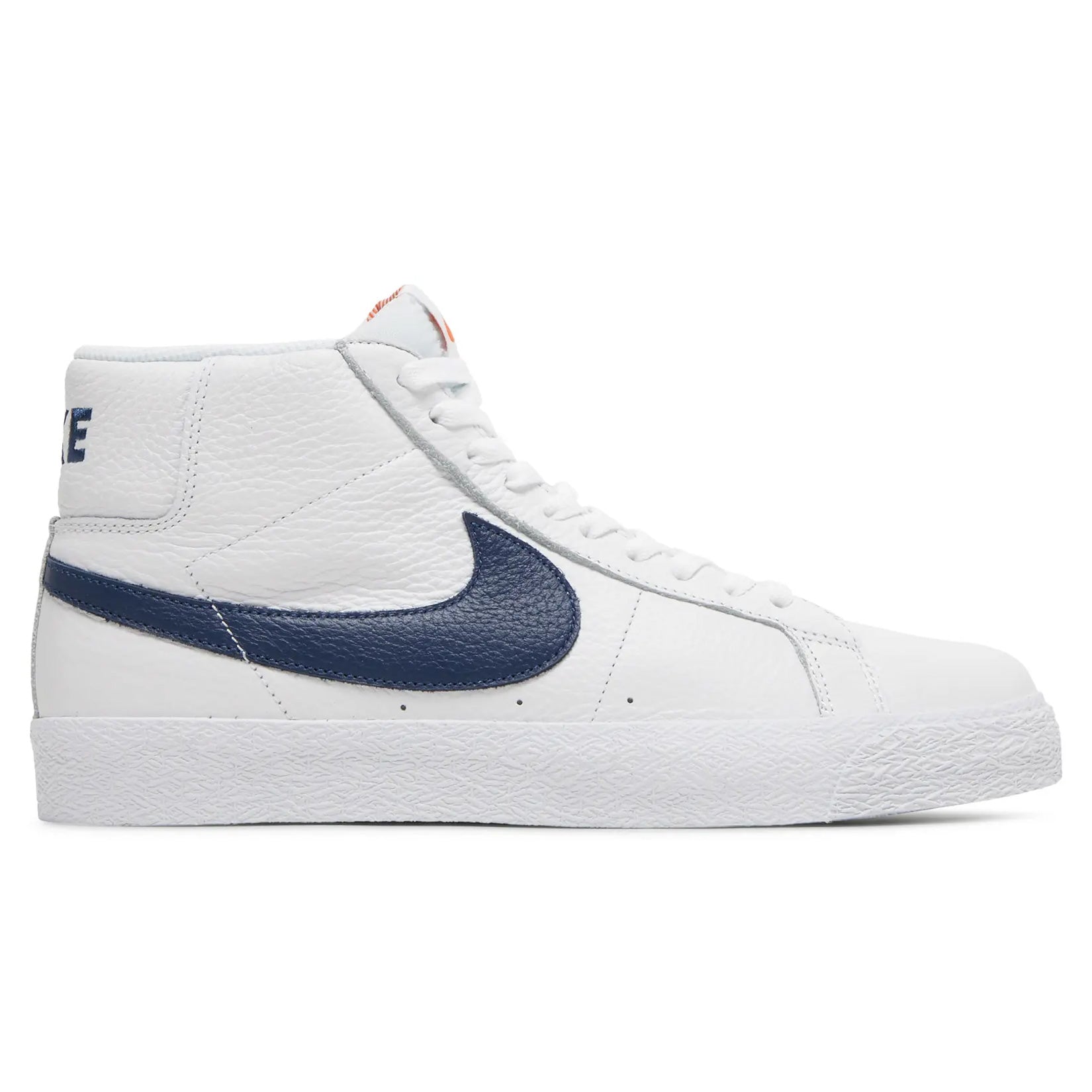 Nike SB Blazer Mid ISO Shoes - White/Navy-White-Safety Orange