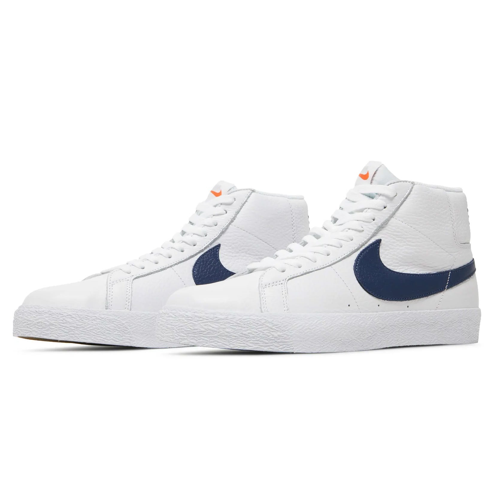 Nike SB Blazer Mid ISO Shoes - White/Navy-White-Safety Orange