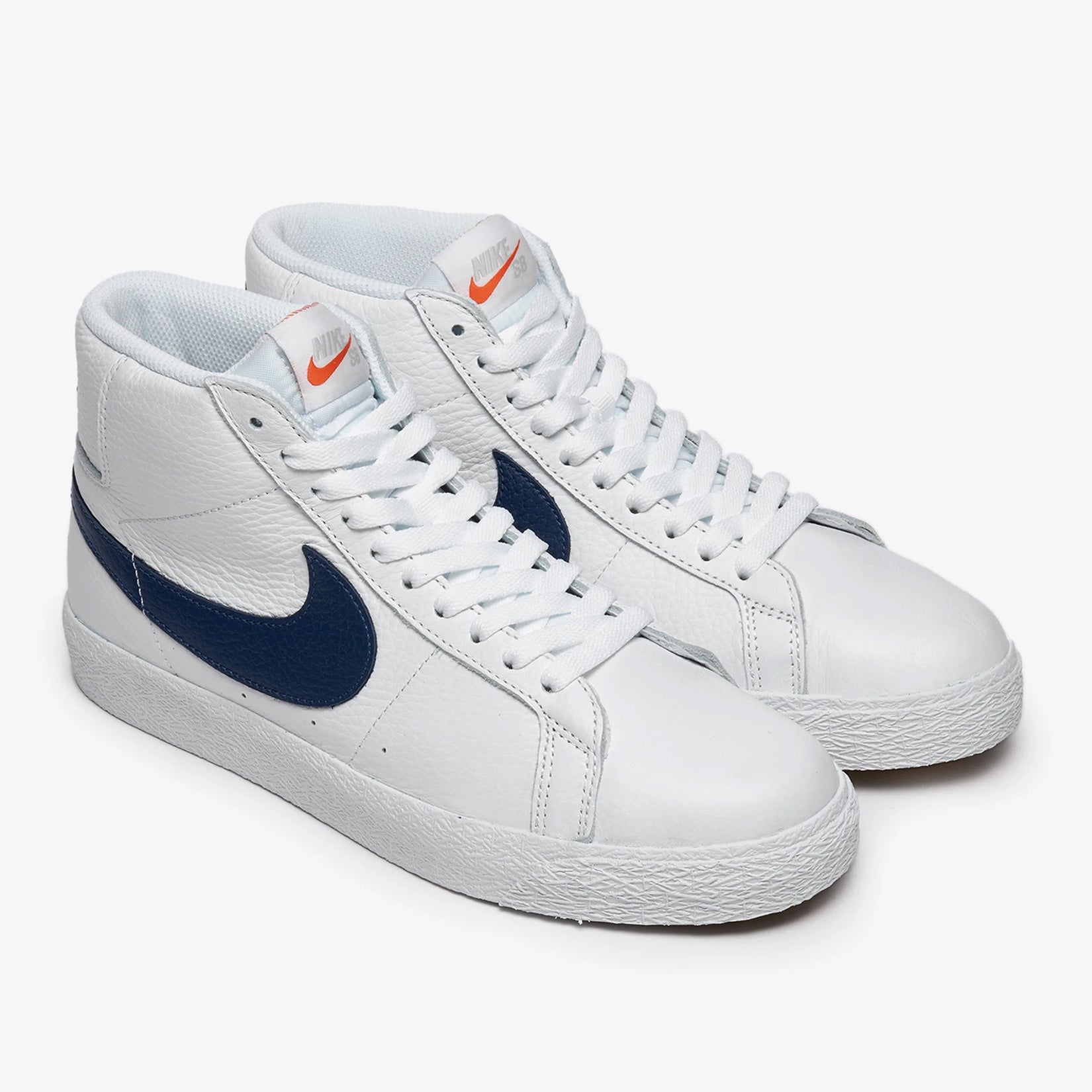 Nike SB Blazer Mid ISO Shoes - White/Navy-White-Safety Orange