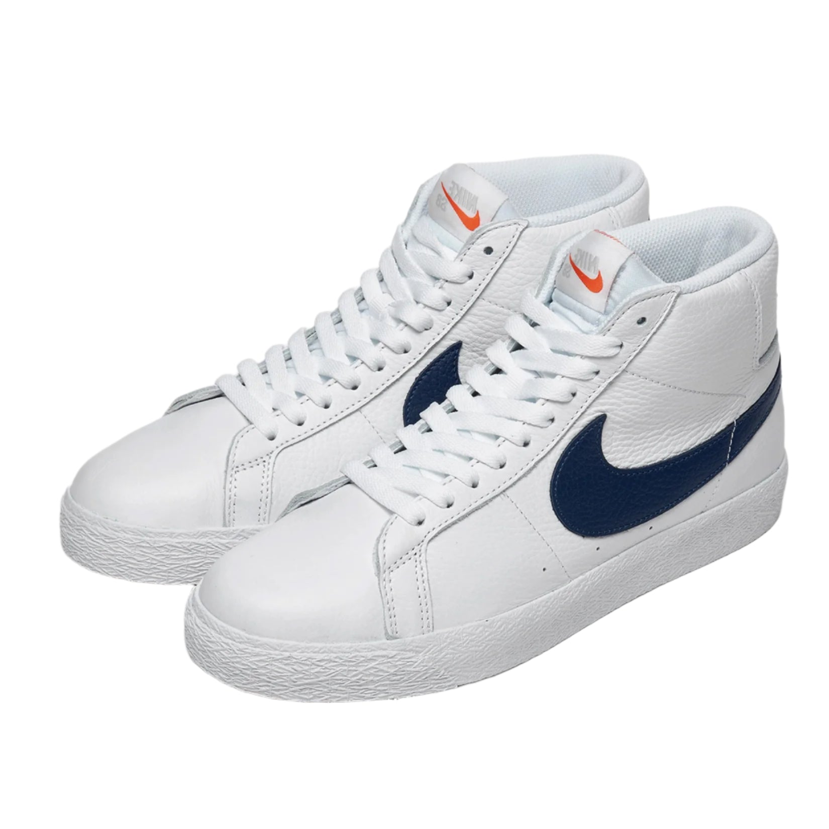 Nike SB Blazer Mid ISO Shoes - White/Navy-White-Safety Orange