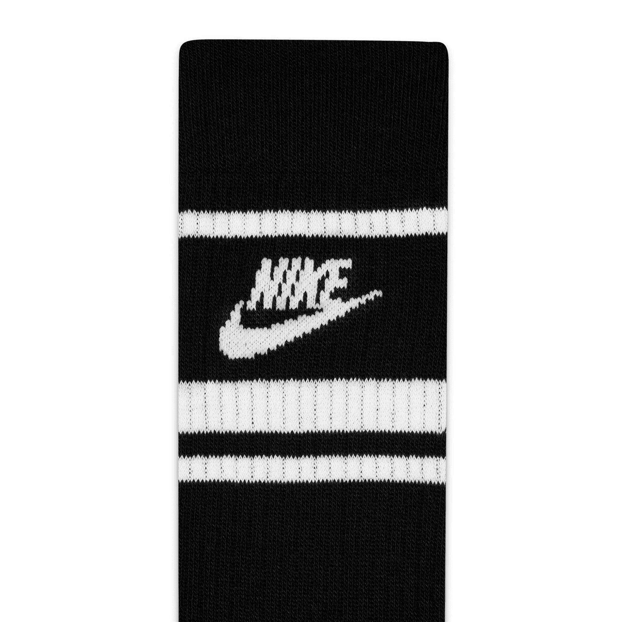 Nike SB Everyday Striped Essential Crew 3 Pack Socks - Black/White